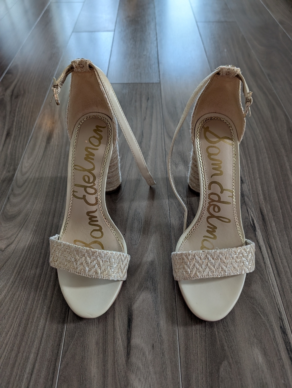 Sam Edelman Raffia Woven Circle Block Heel Sandals (Size 8) - Picture 2 of 9